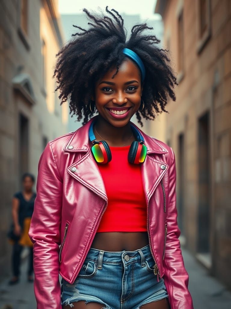 African American Woman in Ancient City, Cinematic Photo