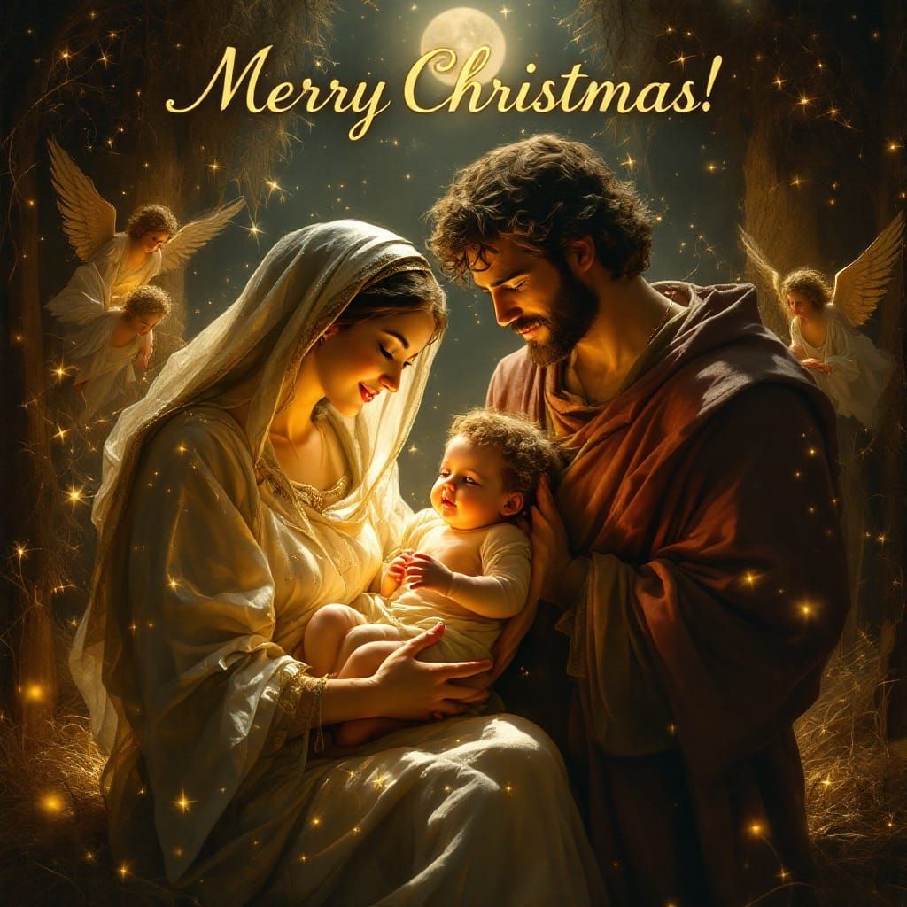 Holy Family in Rustic Barn: Renaissance Painting