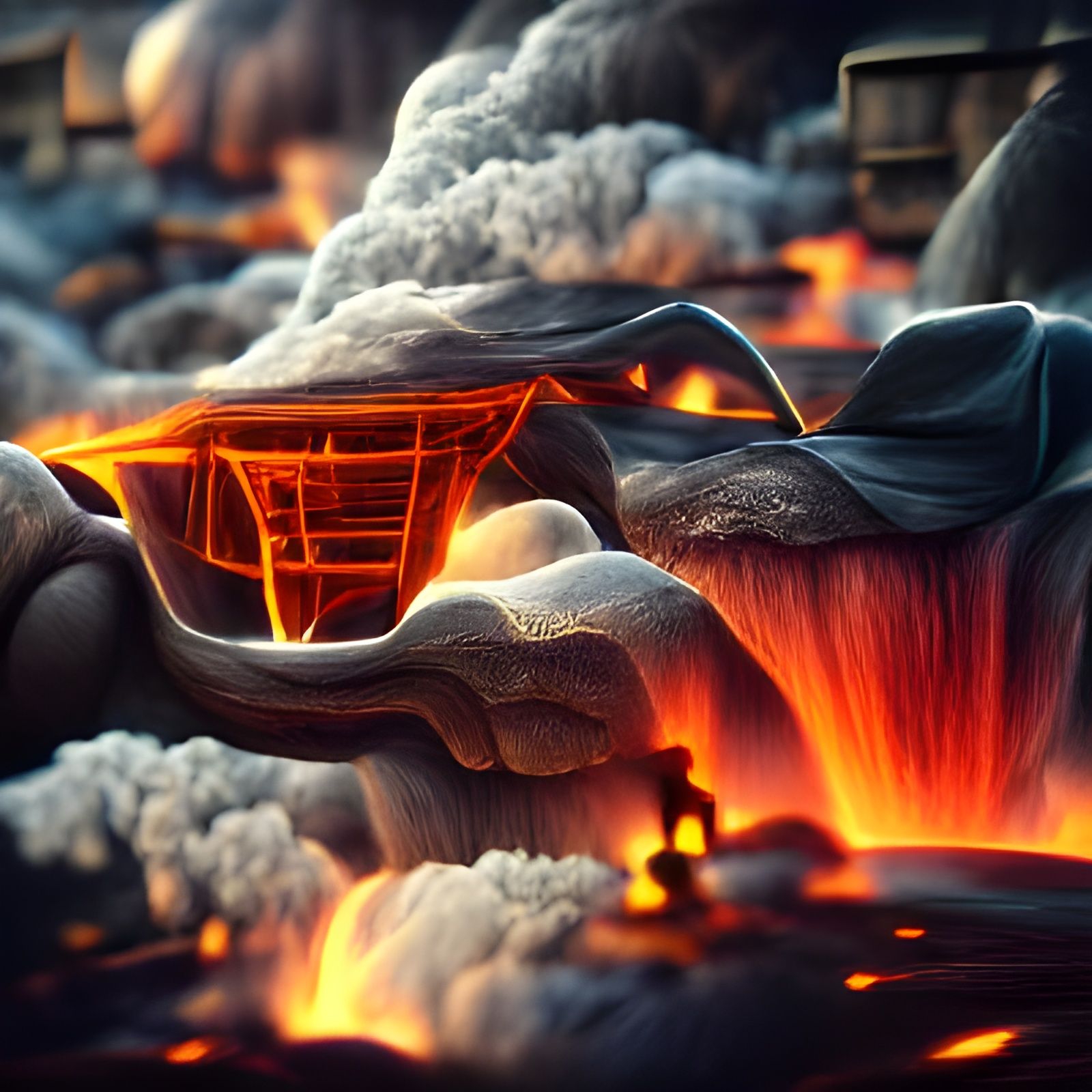 Hephaestus' Volcanic Domain: A Digital Illustration