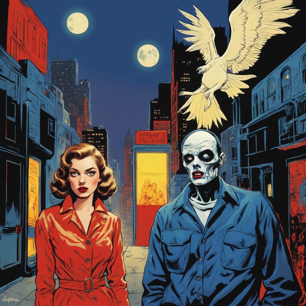 Sensual Dark Fantasy Pin-Up Goddess with Ghostly Apparitions