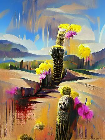 Desert Landscape with Saguaro Cactus, O'Keefe Style