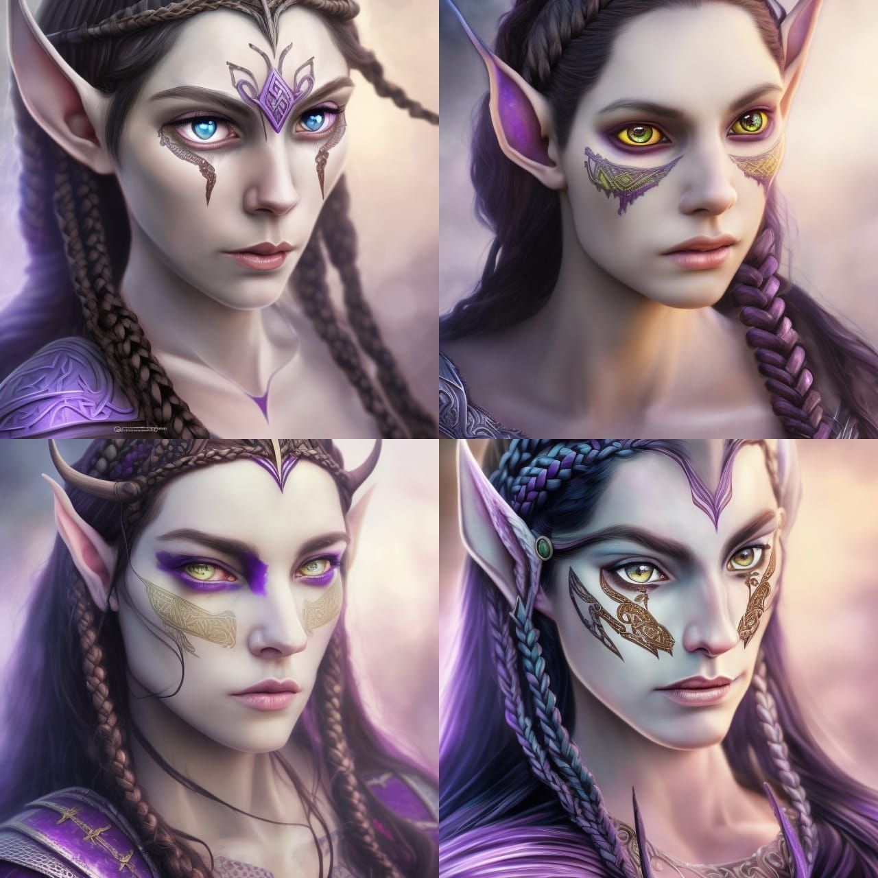 Elven Princess Portrait with Viking Braids in 8k