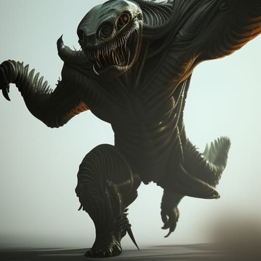 Sinister Alien Creature in Dramatic Combat Pose