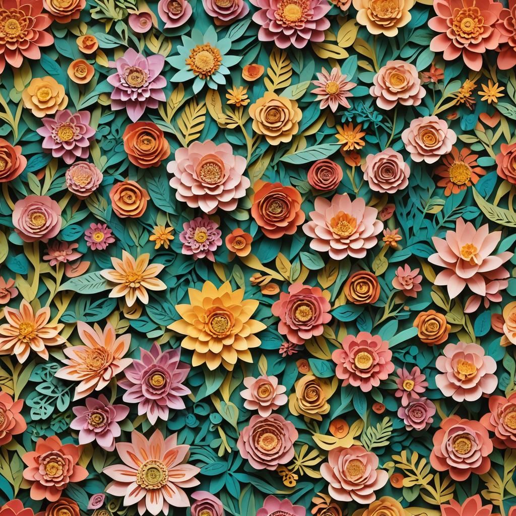 Colorful Wedding Flowers in Kirigami Style