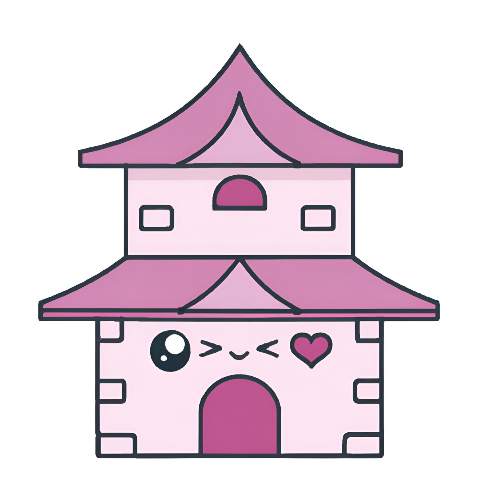 Cute Kawaii Pastel Pink Japanese Castle With Pagoda Roof