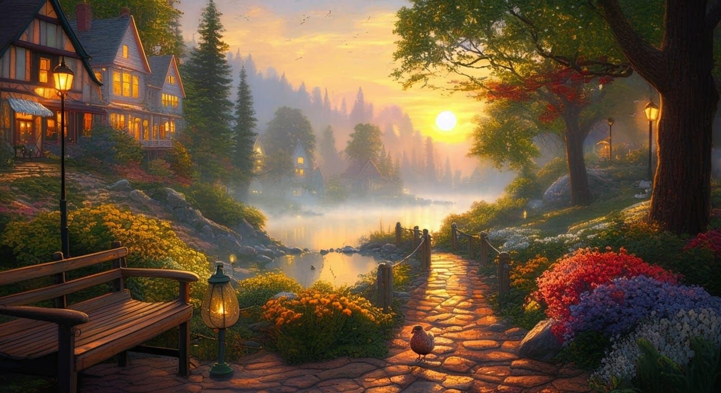 Ethereal Golden Hour Fantasy Landscape