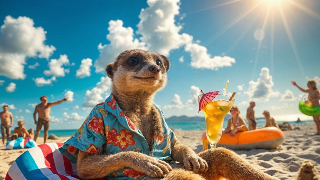 Timo the Meerkat in Tropical Paradise