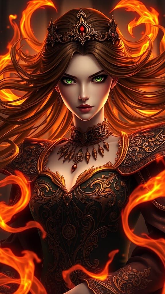 Fierce Queen of Dark Fire: 3D Anime Art