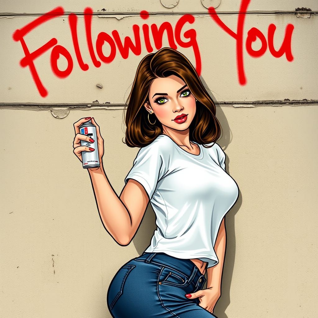 Seductive Pin-Up Girl in Graffiti Style