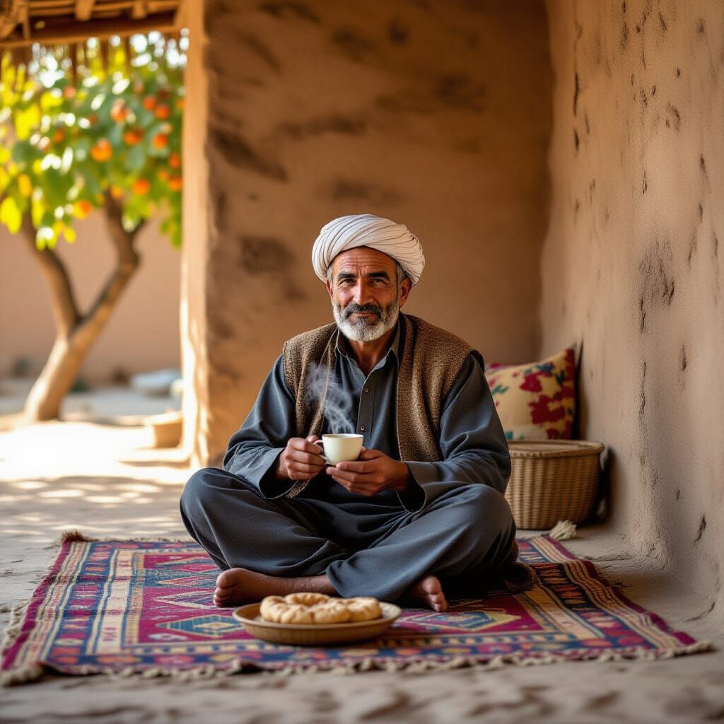 Afghan Man in Rural Home, Dutch Golden Age Style