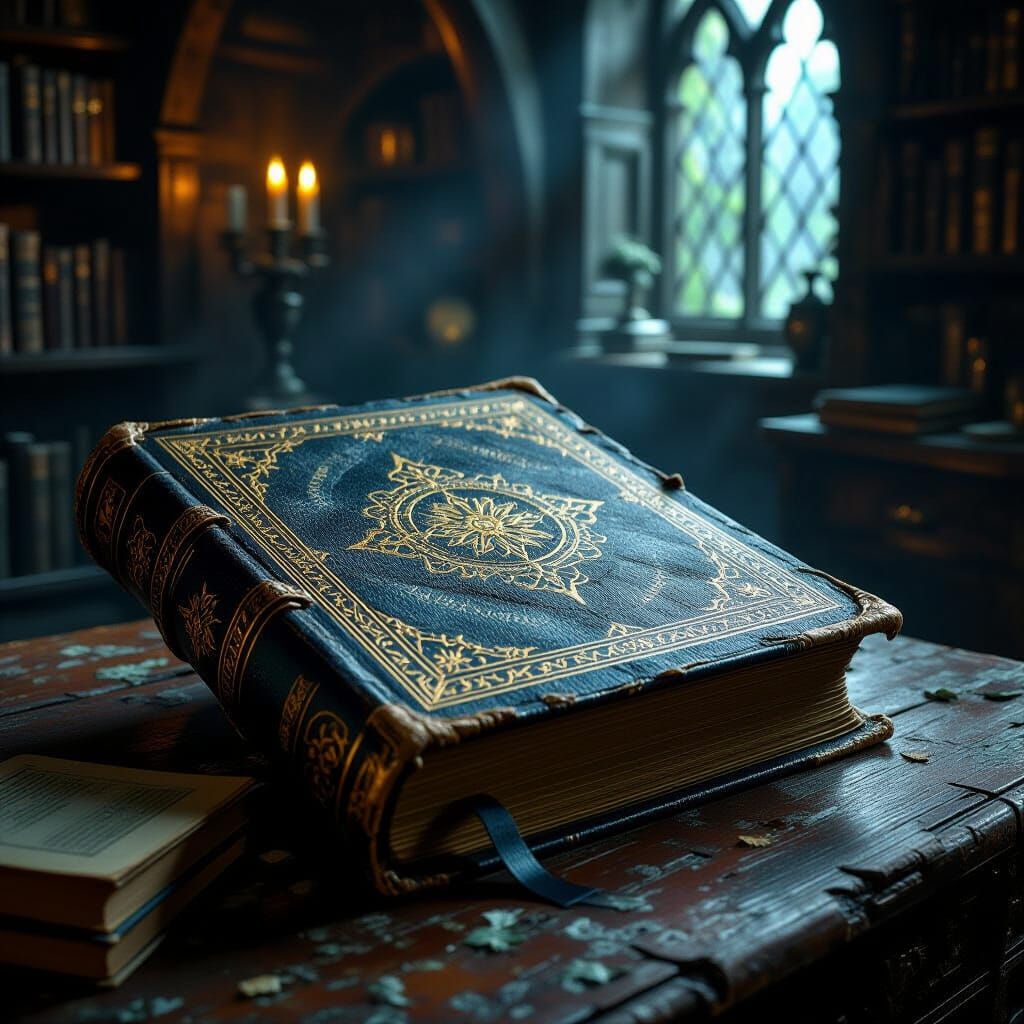 Majestic Ancient Book in Enchanted Room