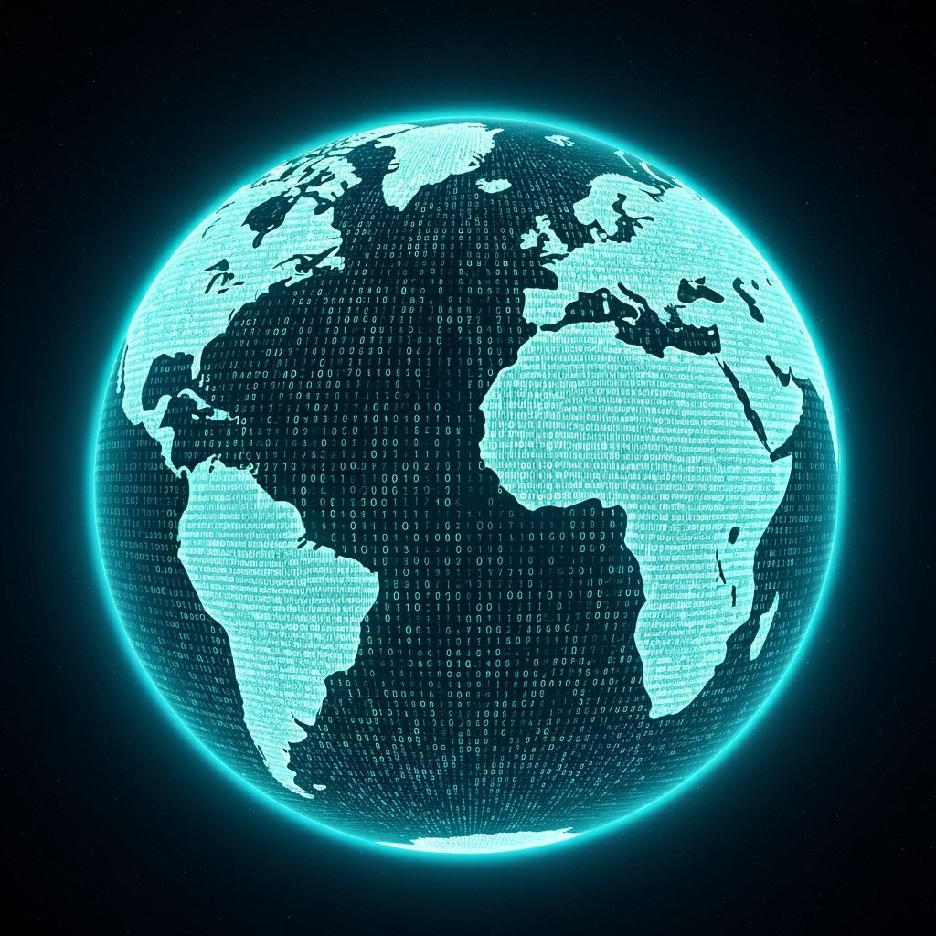 Earth Made of Binary Code in Digital Art Style