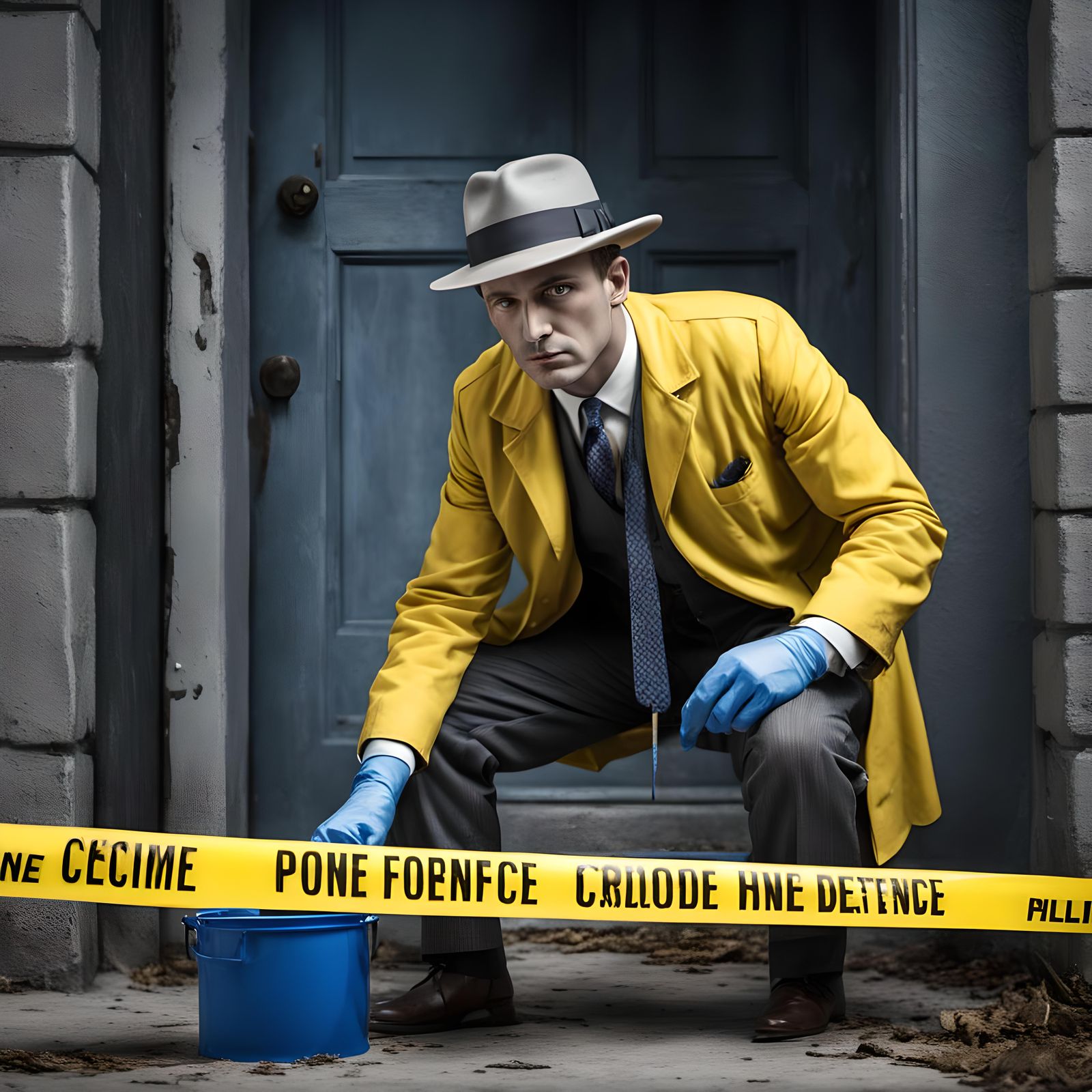 1920s Detective at Crime Scene in Film Noir Style