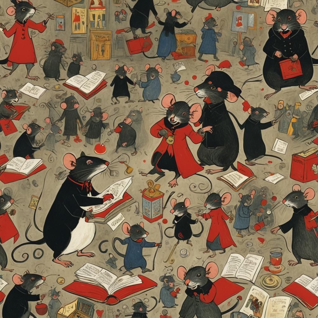 Angry Mouse Storybook Illustration in Expressionist Style