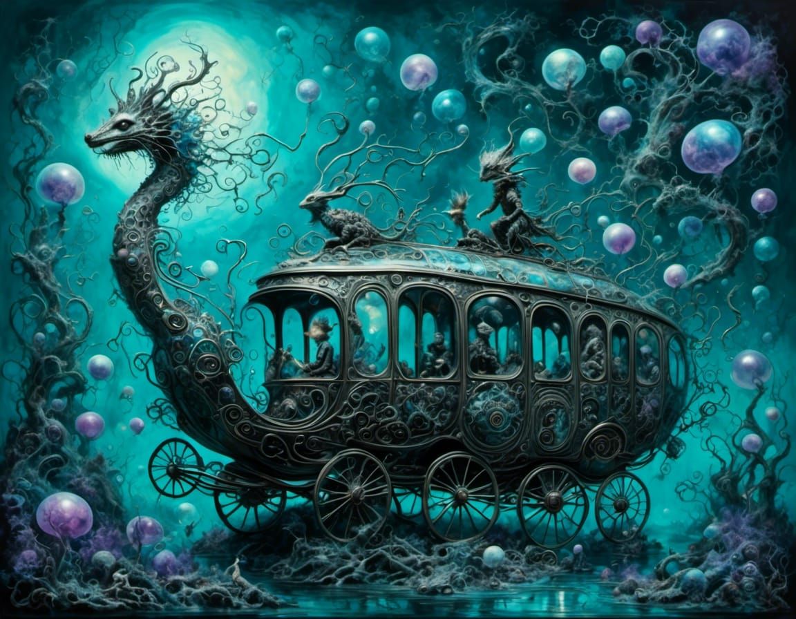 Bioluminescent Liquid Metal Transport in Futuristic Style