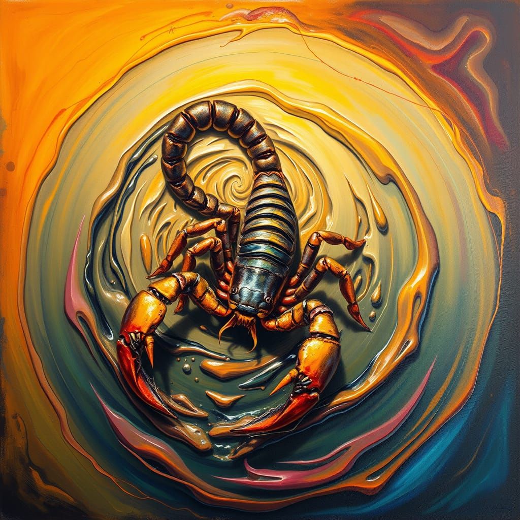 Surreal Scorpion Sting in Airbrush Style