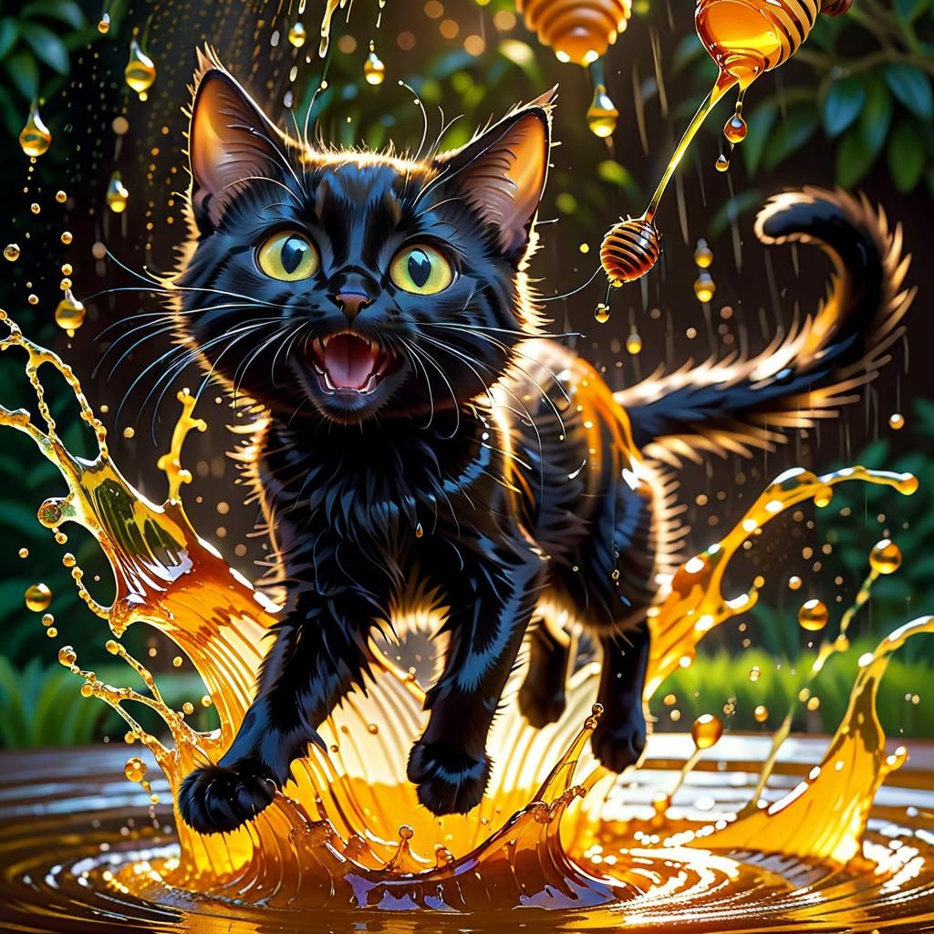 Cat's Honey Bath: A Pixar-esque Adventure