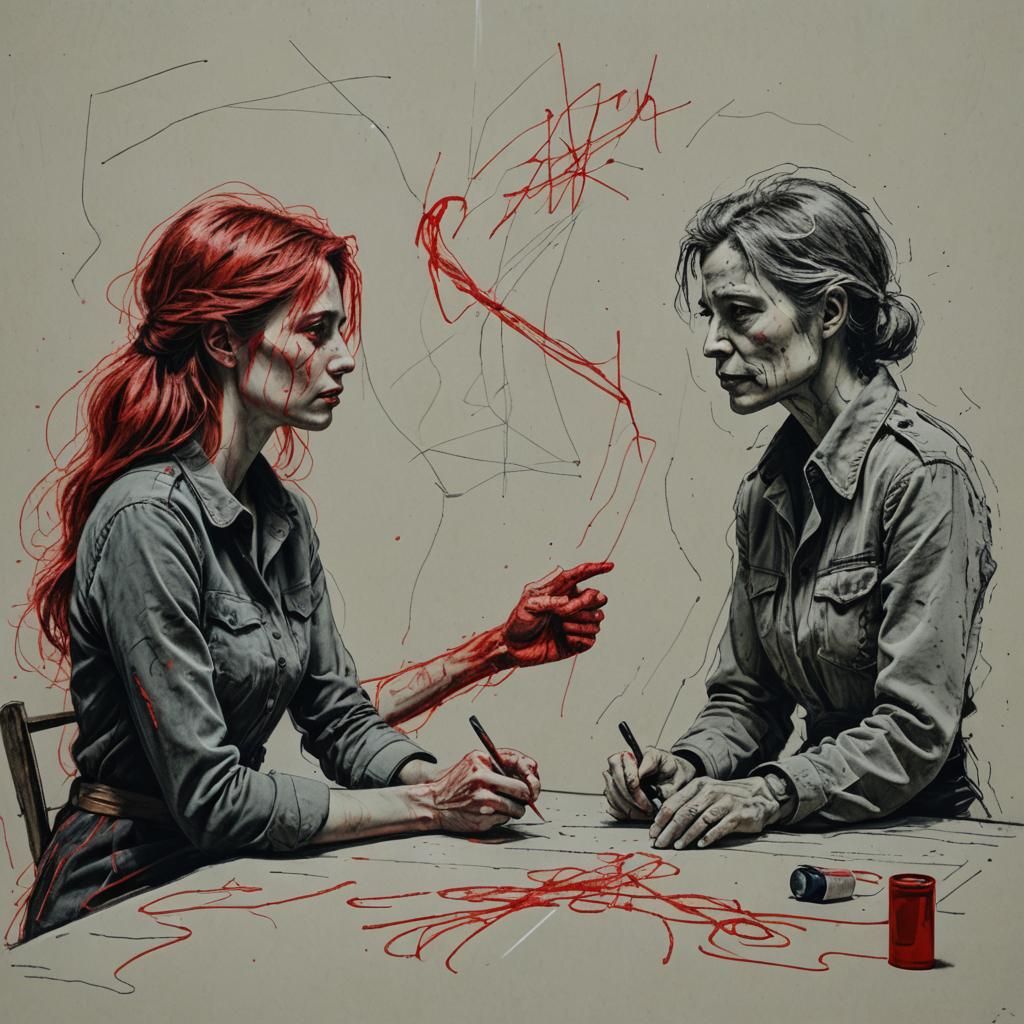 Chaotic Chalk Scribble Drawing: Love and War