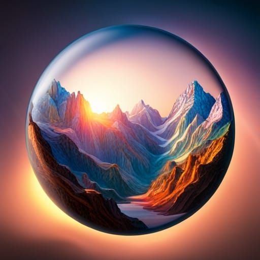 Iridescent Glass Box Reveals Mountain Landscape