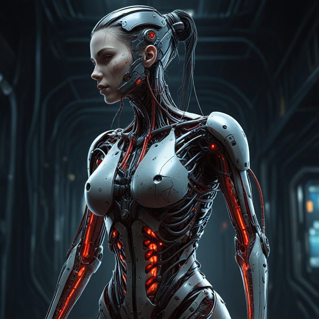 Cyberpunk Mechanical Girl with Intricate Limbs