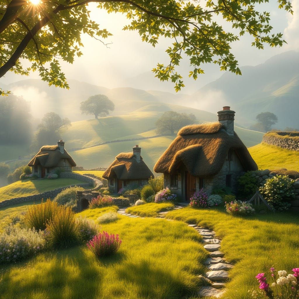 Idyllic Irish Countryside in Soft, Ethereal Light