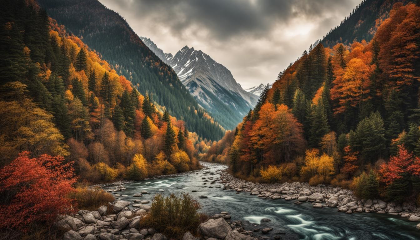 Majestic Autumnal Mountain River in High Definition