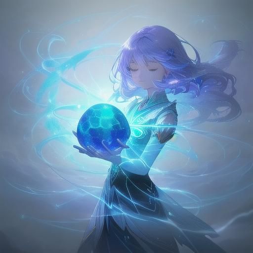 Mystical Woman Manipulating Gravity in Digital Art