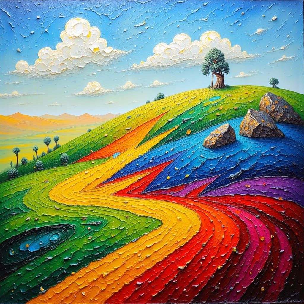 Impasto Hillside Patchwork Quilt by Giant Hands