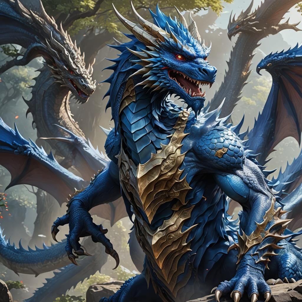 Detailed 3D Anime Art of a Blue Dragon