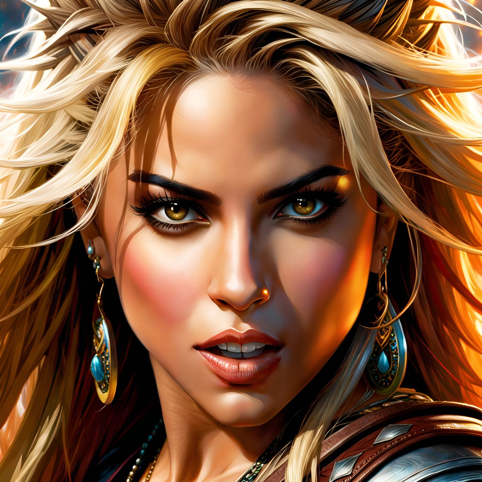 Angry Shakira Portrait in Art Nouveau Style