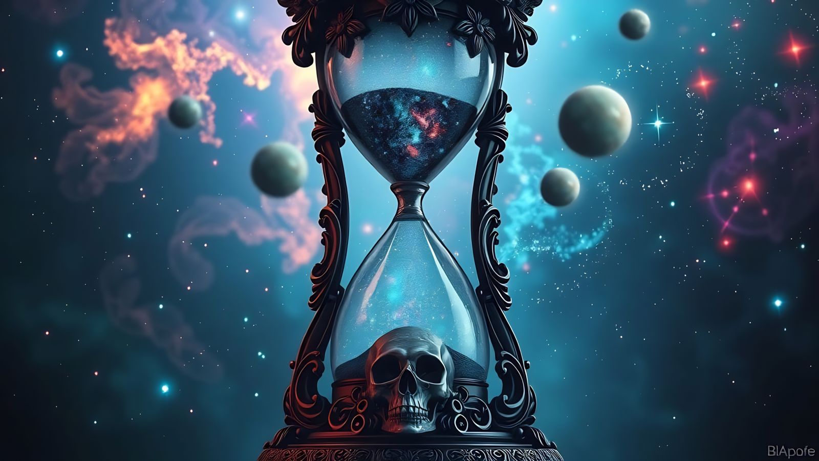 Gothic Hourglass with Stardust Counting Down Time