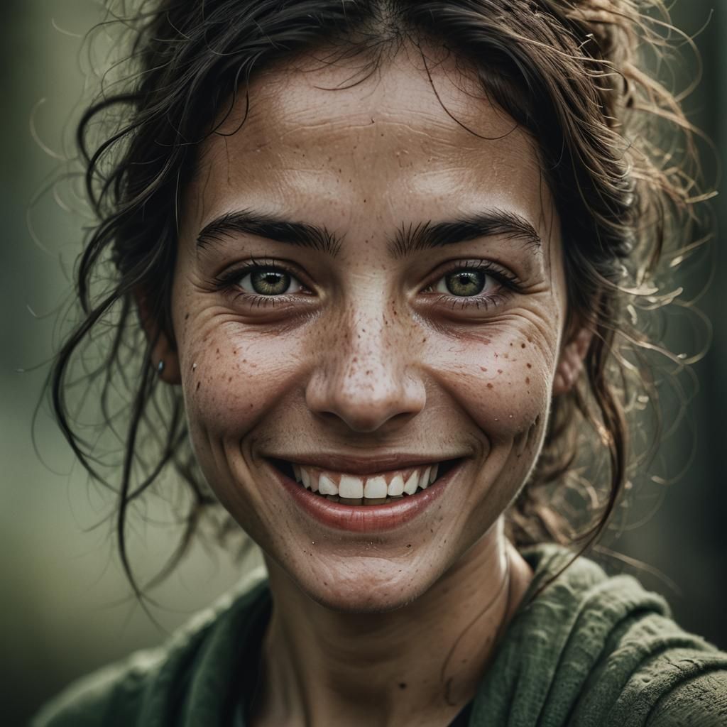 Hopeful Green Eyes: Close-Up Portrait