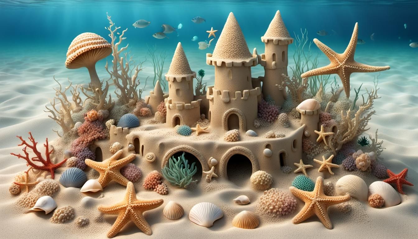 Magical Underwater Sandcastle Made of Sea Items