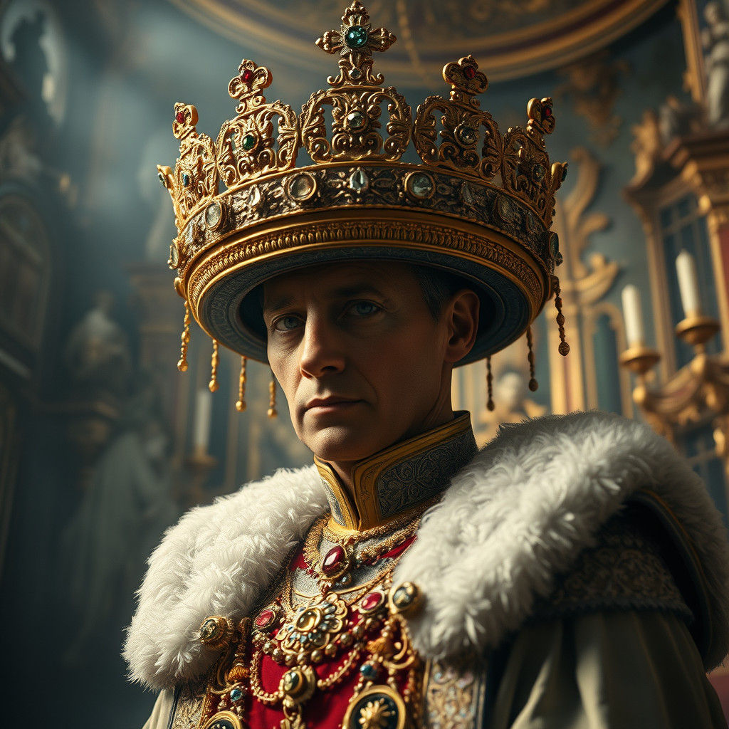 Majestic Forgery: A Regal Portrait in Opulent Grandeur