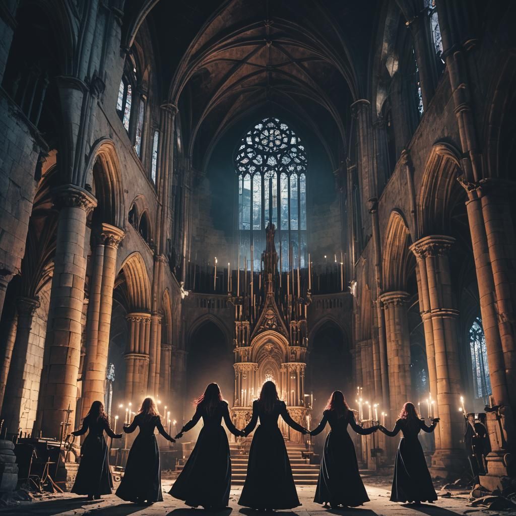Gothic Band Performance in Abandoned Cathedral