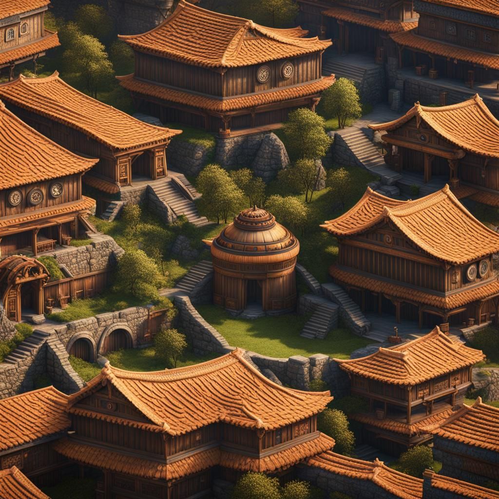 Aztec Viking Architecture Blend in Detailed Matte Painting