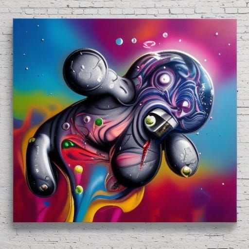 Cosmic Graffiti Art with Polychromatic Details