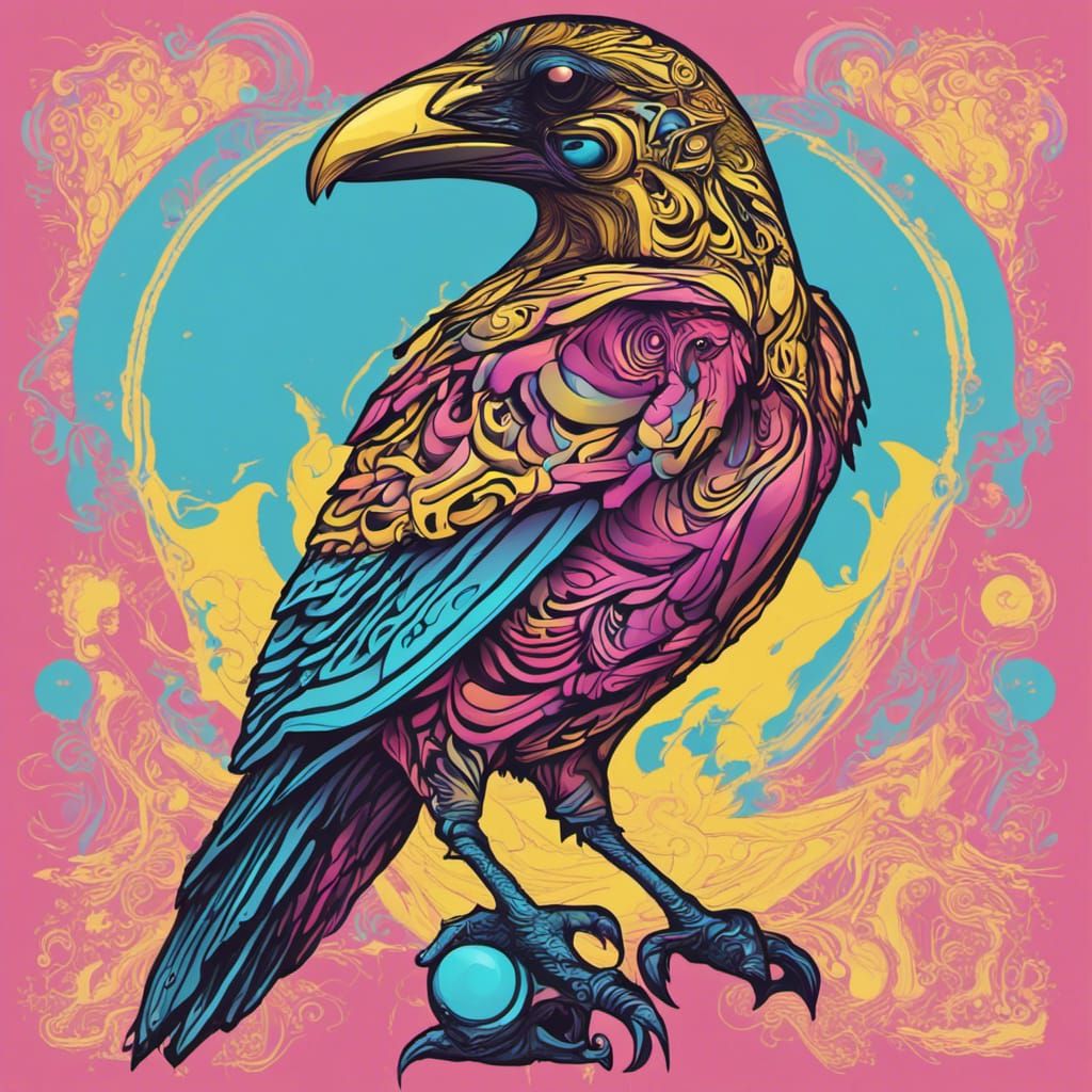 Pansexual Raven Embraces Amor Fati: Abstract Illustration