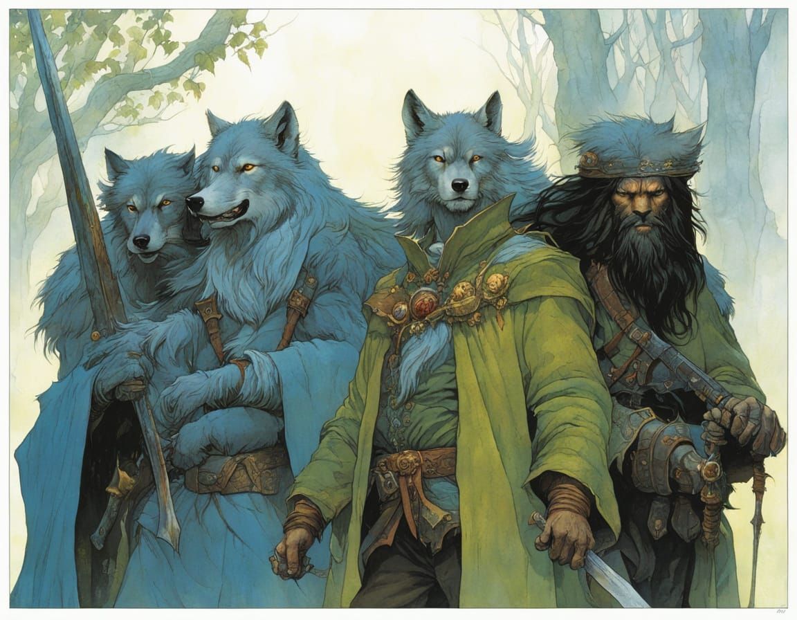 Wolf-Men Guardians in Fairy Tale Style