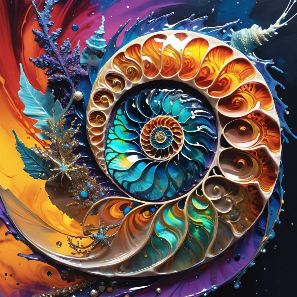 Galactic Nautilus: Vibrant, Ultra-Detailed Cosmic Landscape