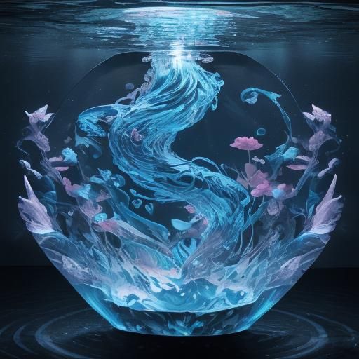 Beta Fish Transformation in Blue Ink Outline