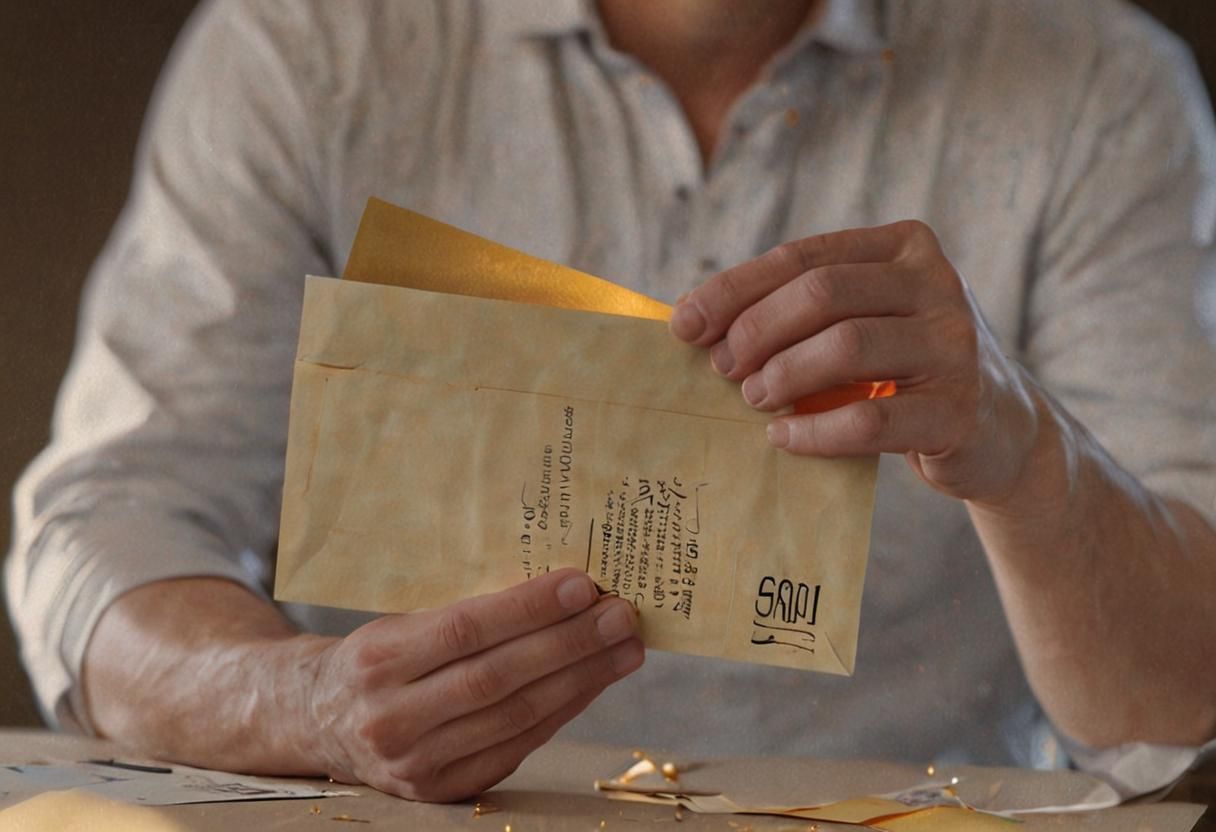 Man Opening Envelope in 3D Anime Art