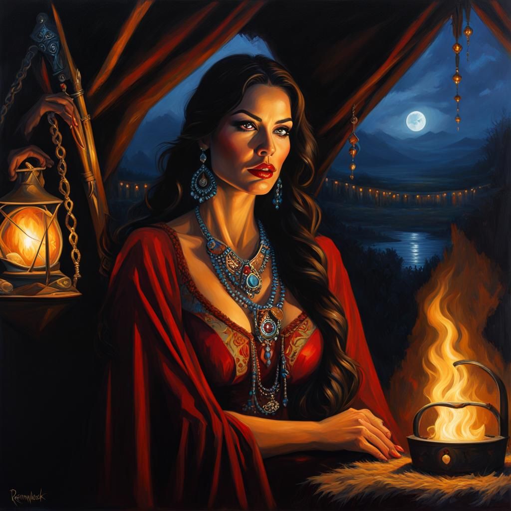 Sophia Vergara as a Gypsy in Oil Painting
