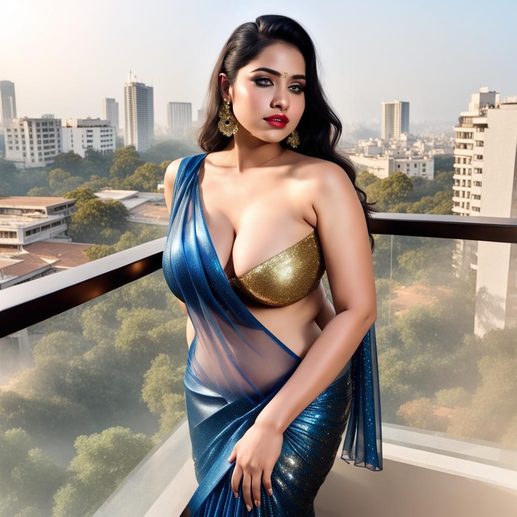 Hyper Realistic Gaming Girl in Glitter Leather Saree