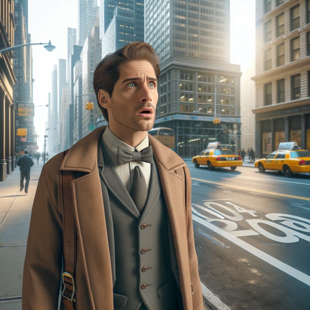 Time Traveler's Amazement in Modern New York
