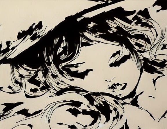 Cute Witch Sleeping: Ink Art Style