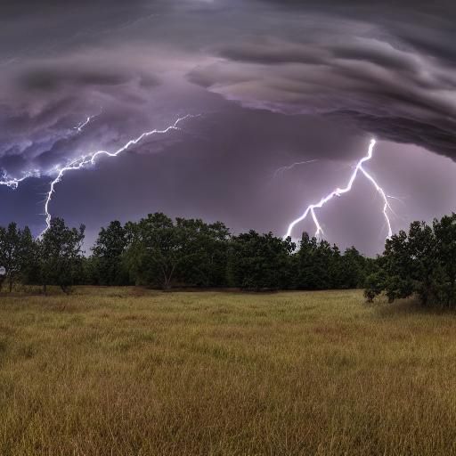 "EARLY MORNING THUNDERSTORM ROLLING IN OVER THE PLAINS HEAVY RAIN AND LIGHTING STREAKING ACROSS THE SKY WITH SEVERAL GRO...