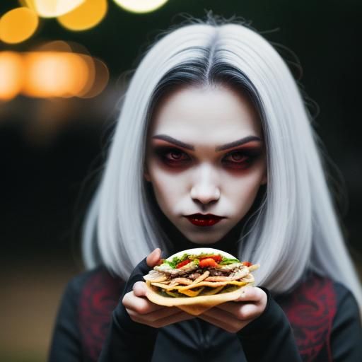 Vampire Intrigued by a Taco: Professional Photography