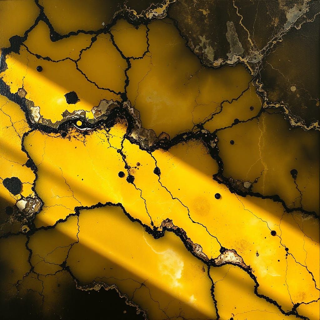 Astral Yellow Abstract Masterpiece in Deep Shadows