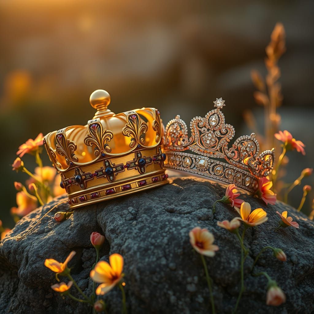 Royal Crown and Tiara Symbolizing Eternal Love